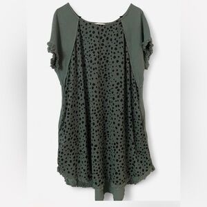 Umgee Olive Green Short Sleeve Printed Tunic with Black Spots